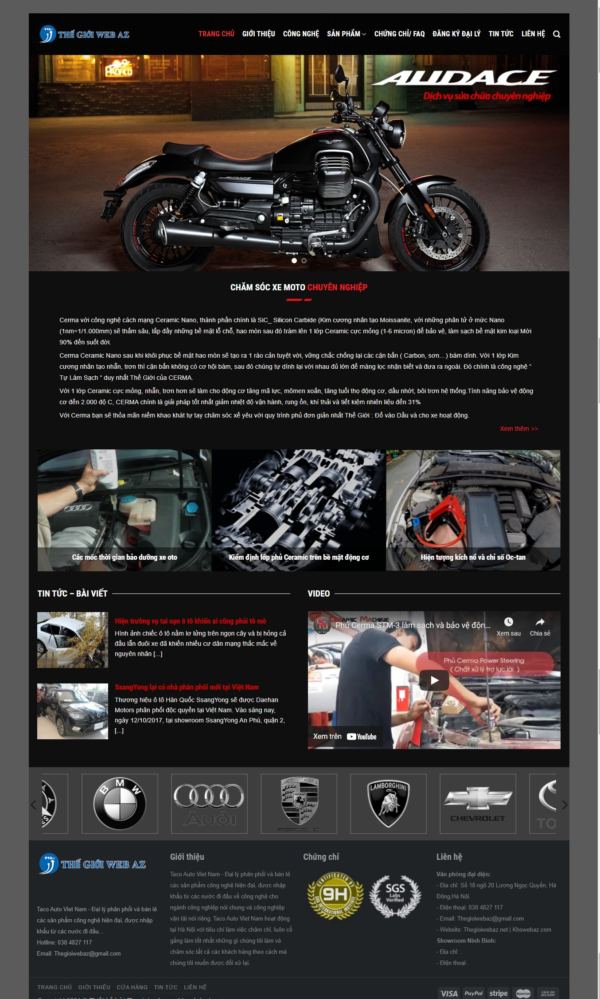Mẫu giao diện website xe máy XE003